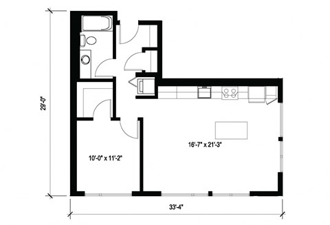 Stack House Apartments in Seattle, Washington 1x1 Floor Plan